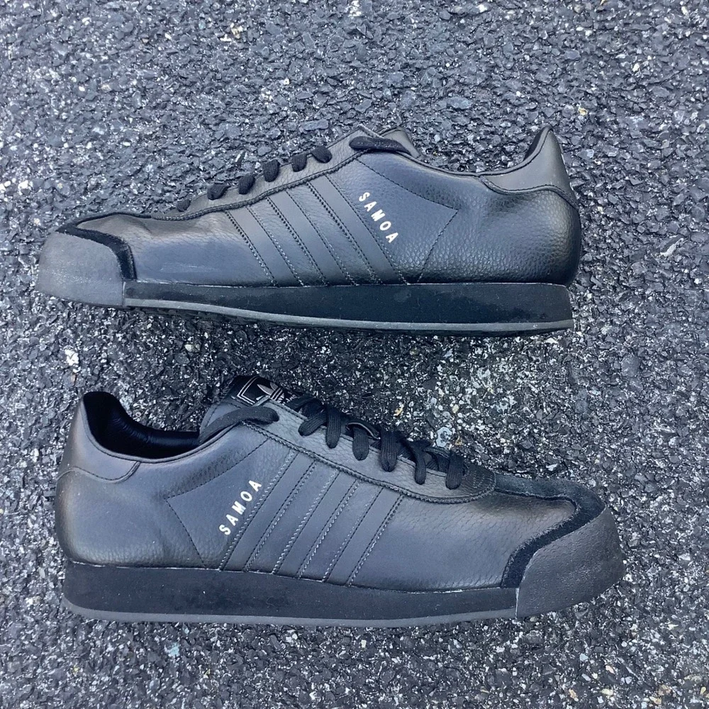 Adidas Samoa Mens Shoes Triple Black Leather Sneakers G22596 Size 13